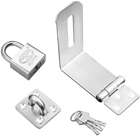 Låse og hængsler | Dørhaspe Lås 9 Grad, 4 Tommer 9 Grad Vinkel Padlock Hasp, Rustfrit Stål 9 Grad Låsehasp Lås Til Personlig Privatlivsport Lås Solid Portlås Med Børstet Finish Hardware Låse og hængsler