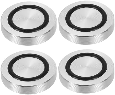 Møbelbeslag | M8 gevind 40 mm / 1,6″ diameter 8 mm tyk aluminiums cirkelplade glas top adapter 4 stk. runde solide bordben pad plade hardware med skridsikker gummiring Hardware Møbelbeslag