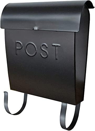 Postkasser & Tilbehør | Euro vægmonteret postkasse med aftagelig avisholder, rustikke postkasser til udendørs brug, pulverlakeret metalpostkasse, 12 x 11,2 x 4,5 tommer, sort, Mb-44765 Hardware Postkasser & Tilbehør