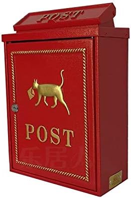 Postkasser & Tilbehør | Europæisk Stil Vægmonteret Messenger Kat Bolig Postkasse Postkasse Aviskasser Postkasse Villa, Hvid, 11,31″ X 5,7″ X 15,99″ (Farve: Rød) Hardware Postkasser & Tilbehør