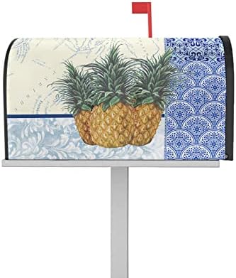 Postkasser & Tilbehør | Vintage Blomster Mønster Tjek Sommerfrugt Ananas Postkasse Covers Magnetisk Standard Størrelse, Dekorative Post Brev Nummer Kasse Indpakning Dekoration Covers Tilbehør Til Have Gårdsplads Dekor, 21.7″X18.5″ Hardware Postkasser & Tilbehør