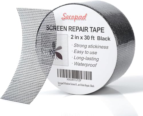 Vinduesbeslag | Sort Vinduesnet Reparationstape, 2 Tommer X 30 Fod (360 Tommer) Reparationssæt Til Vinduer Eller Døre, Stærk Klæbende Netlap Glasfiber Net Tape Reparation Hardware Vinduesbeslag