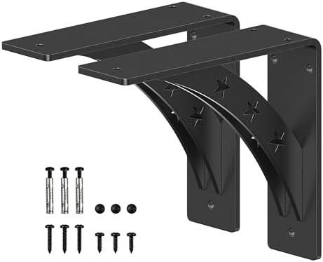 Hyldeknægte og støtter | Heavy Duty Hyldebraketter, Maksimal Belastning 9 Lbs, Premium Legeringsmetal Mantelbraketter, (Sæt Af 2) Pejs Mantelbraketter – Bordplade Støttebraketter (Matte Sort, 9 Tommer X 8 Tommer) Hardware Hyldeknægte og støtter